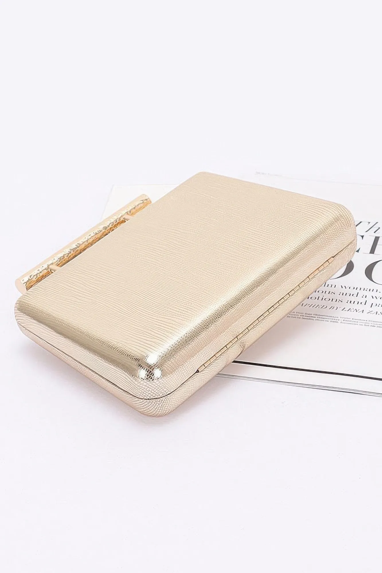Metal Handle Top Case Clutch