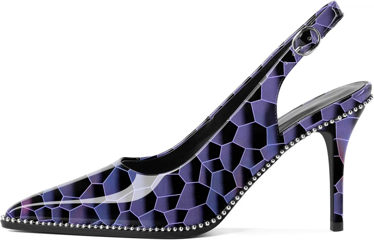 Mettesally Women's Beaded Slingback Pumps Stilettos Heels Closed Pointed Toe Fashion Dress Shoes 3.5 Inches