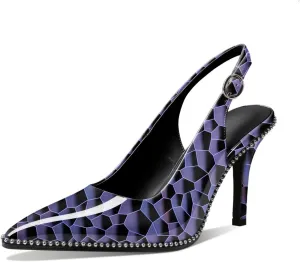 Mettesally Women's Beaded Slingback Pumps Stilettos Heels Closed Pointed Toe Fashion Dress Shoes 3.5 Inches