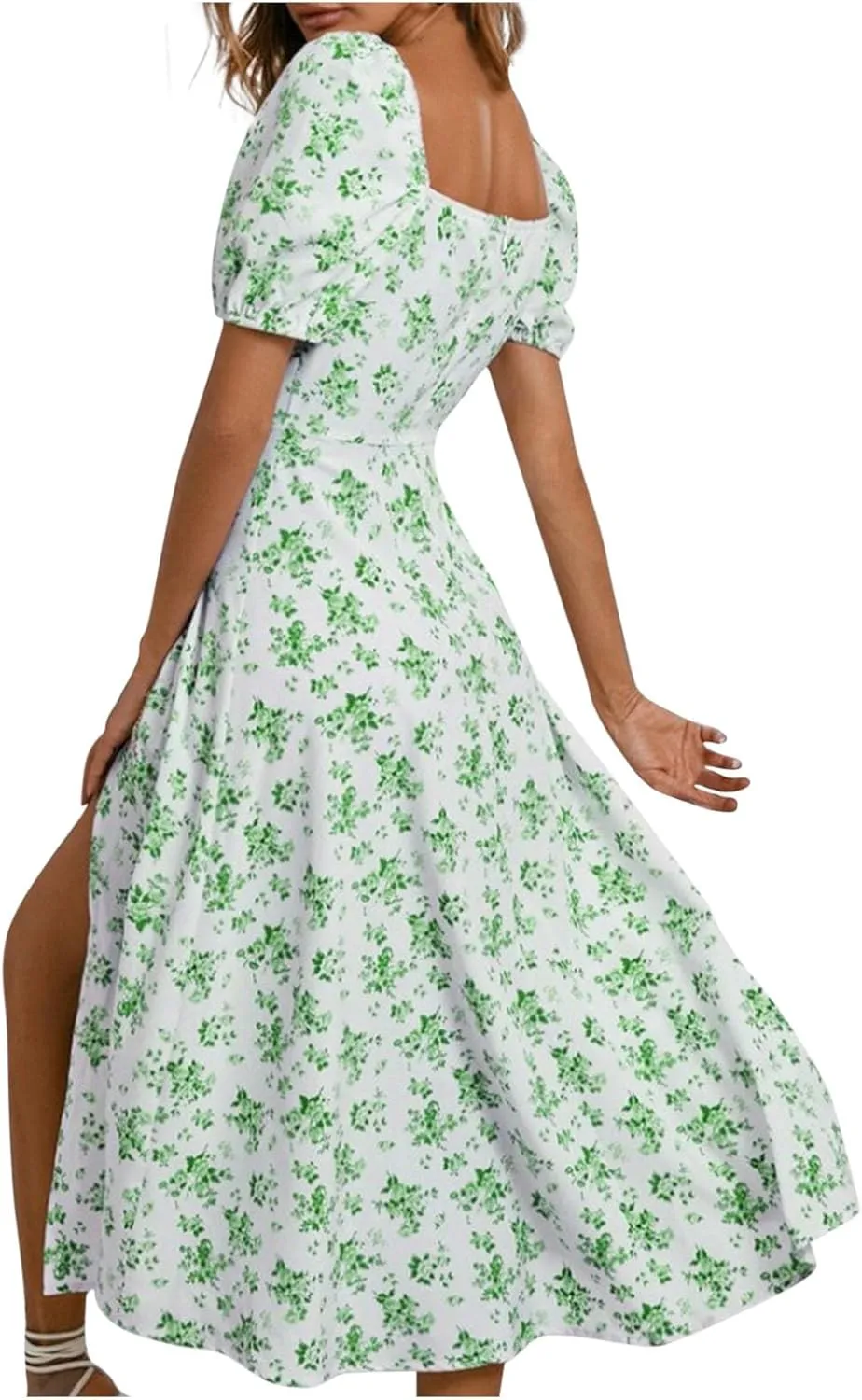 Milkmaid Sundress Boho Floral Print Side Slit Bloomchic for Women 2024 Tunic Trendy Tie Front Summer Vacation Beach