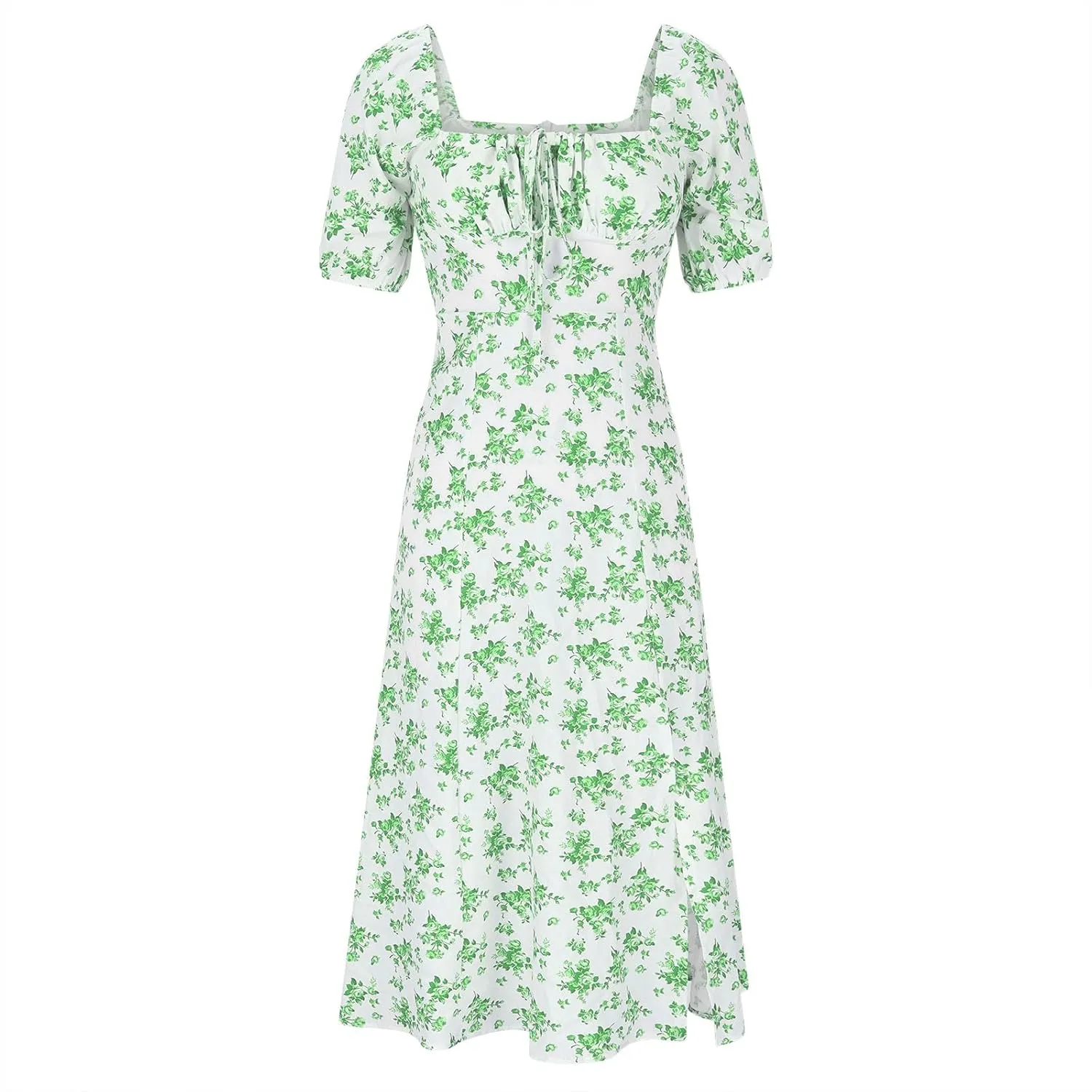 Milkmaid Sundress Boho Floral Print Side Slit Bloomchic for Women 2024 Tunic Trendy Tie Front Summer Vacation Beach