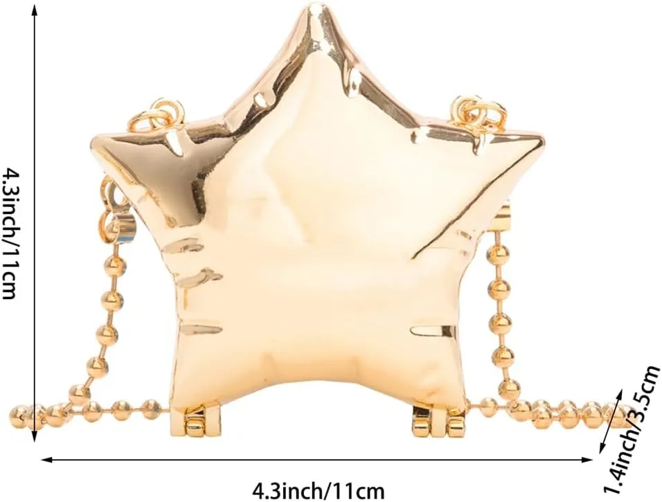 Mini Star Acrylic Clutch Purse for Women Cute Evening Bag Delicate Removable Chain Handbag Lipstick Bag for Party