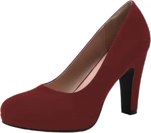 miss left Women's Low Platform Chunky High Heels Slip On Closed Round Toe Pump Elegant Party Work Dressy Shoes Size 4-16 US