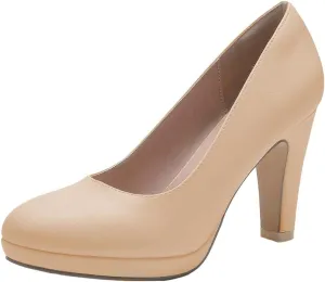 miss left Women's Low Platform Chunky High Heels Slip On Closed Round Toe Pump Elegant Party Work Dressy Shoes Size 4-16 US