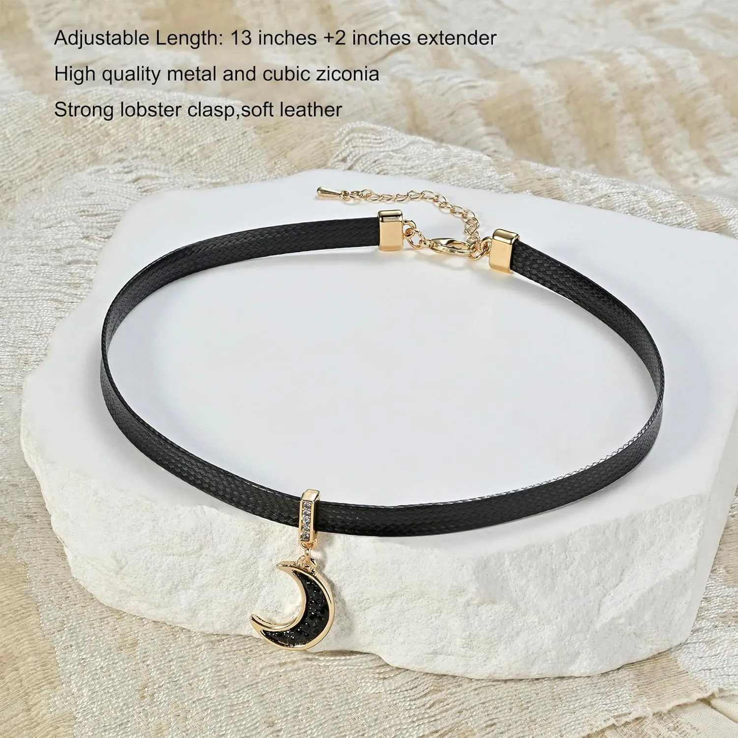 MOOSKI Black Choker Necklace for Women,Adjustable Leather Velvet Choker Collar Pendant Necklace, Goth Jewelry Gifts.