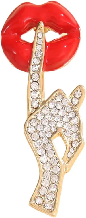 Multicolor Rhinestone Love Lip Brooch Cute Crystal Love Heart Brooches and Pins for Women Gold brooch Fashion Jewelry Wedding Valentines Gift