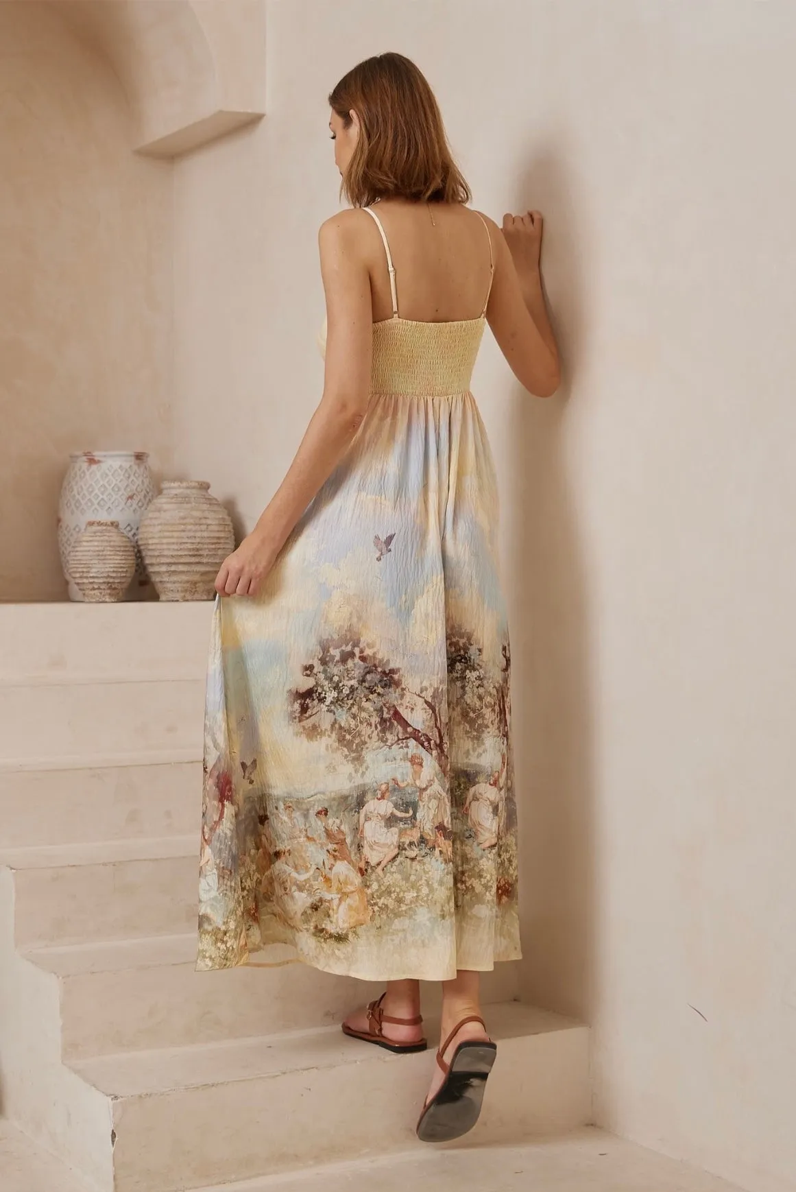 Nalla Maxi Dress-Beige Floral