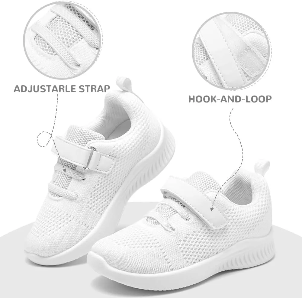nerteo Girls Cheer Shoes Toddler Boys Kids Sneakers White Running Walking Sports Shoes