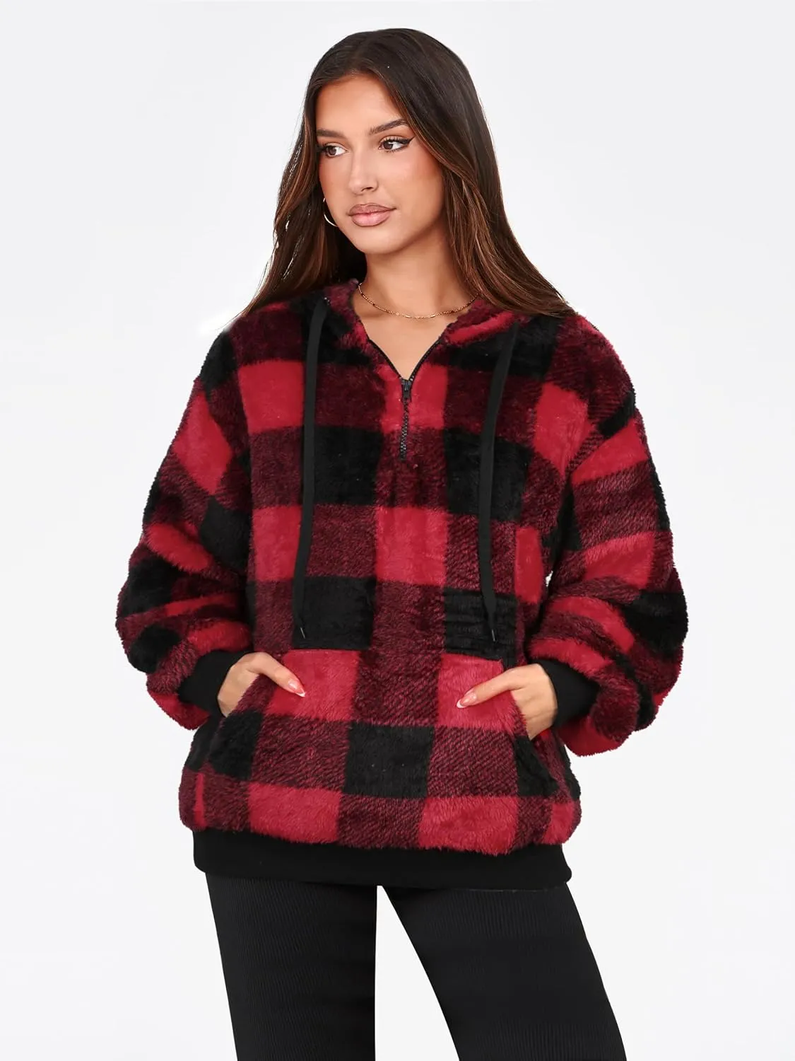 NIeyook Sherpa Fleece Hoodies for Women Fuzzy Oversized Zip up Hoodie with Pockets Casual Pullover Hooded Sweatshirt