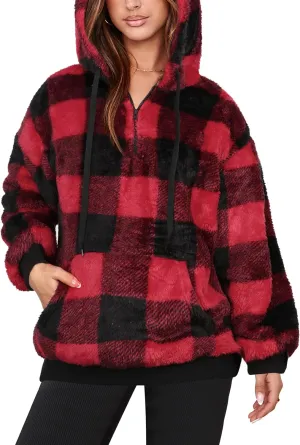 NIeyook Sherpa Fleece Hoodies for Women Fuzzy Oversized Zip up Hoodie with Pockets Casual Pullover Hooded Sweatshirt