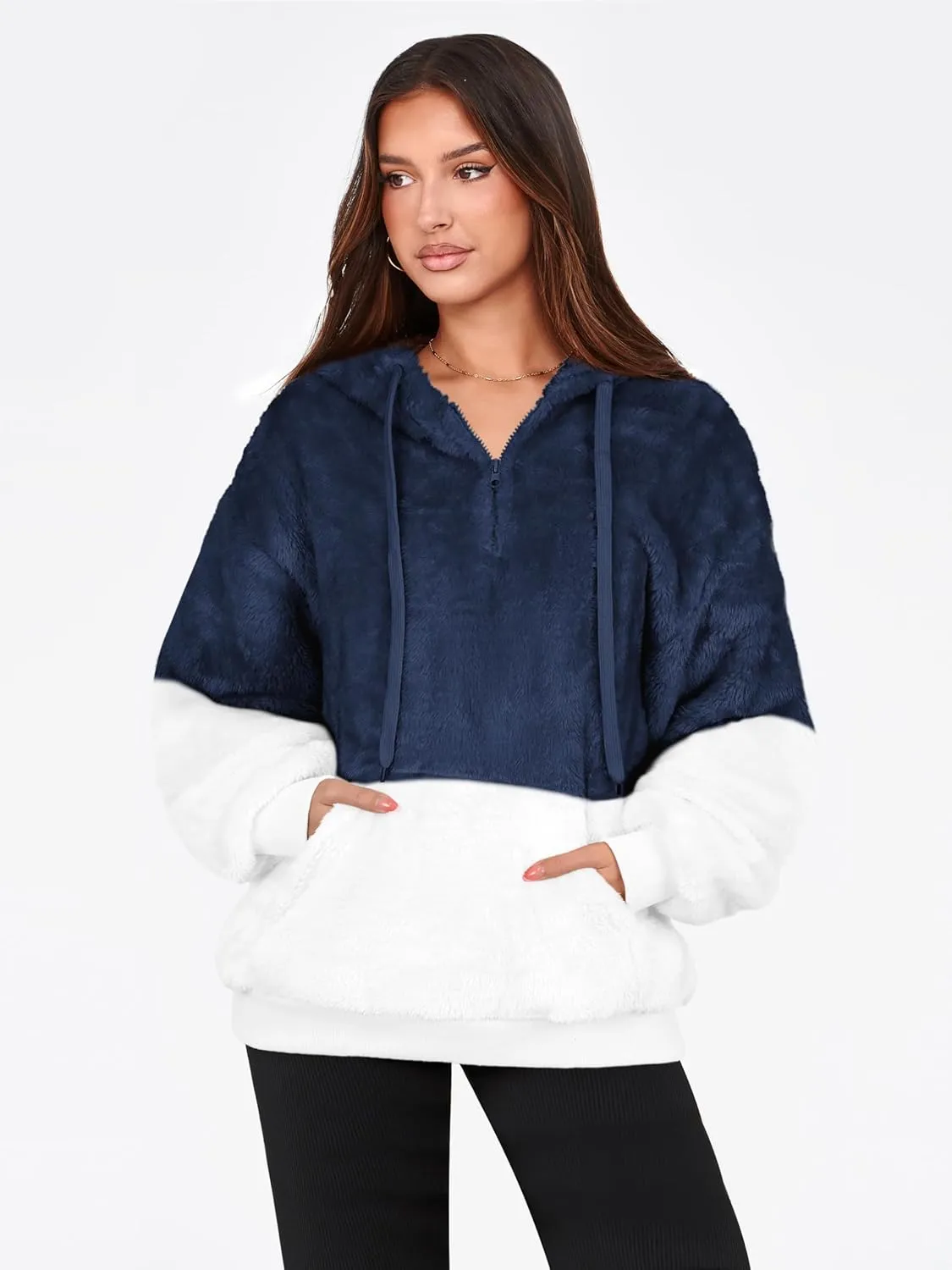 NIeyook Sherpa Fleece Hoodies for Women Fuzzy Oversized Zip up Hoodie with Pockets Casual Pullover Hooded Sweatshirt