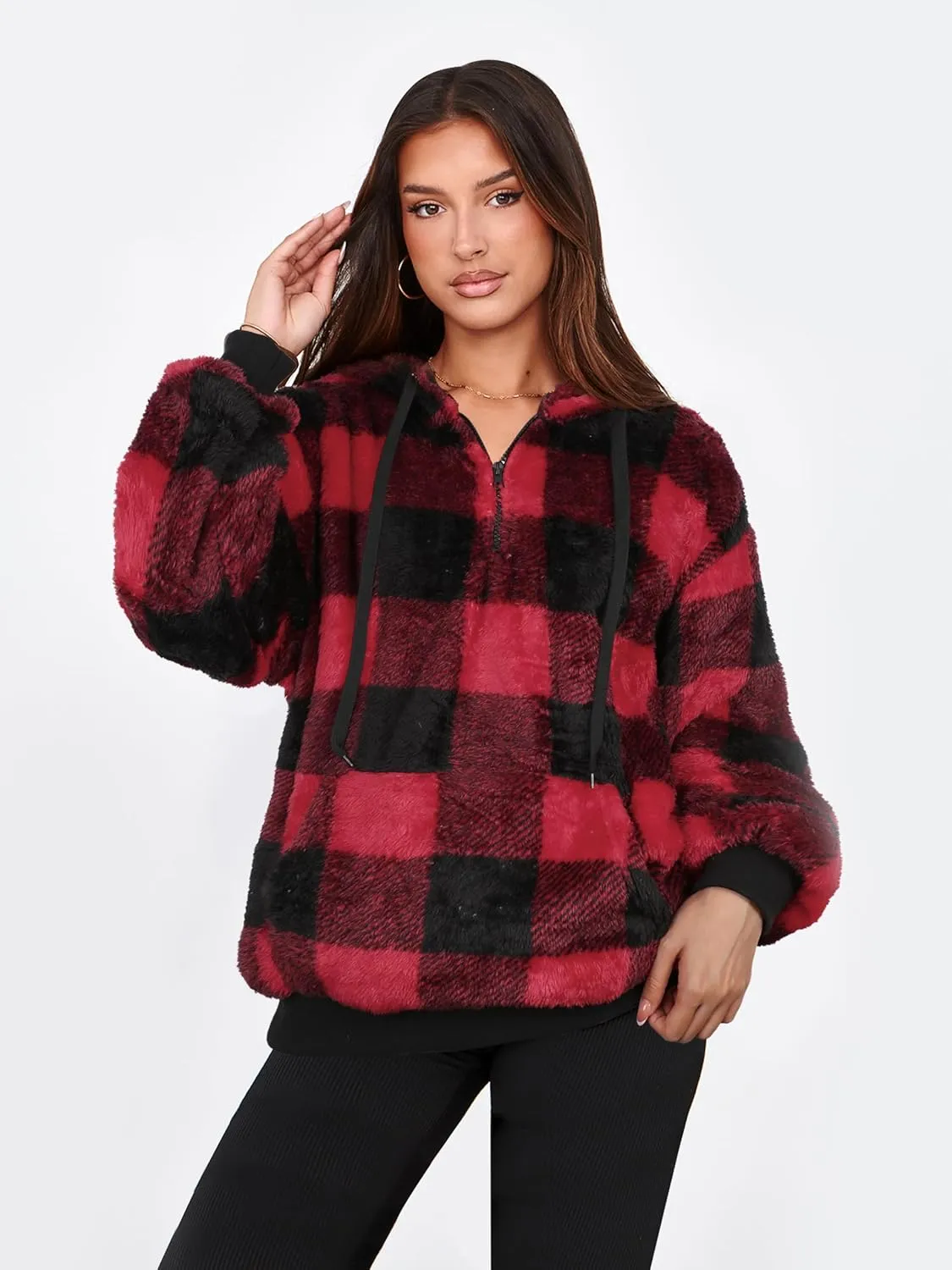 NIeyook Sherpa Fleece Hoodies for Women Fuzzy Oversized Zip up Hoodie with Pockets Casual Pullover Hooded Sweatshirt