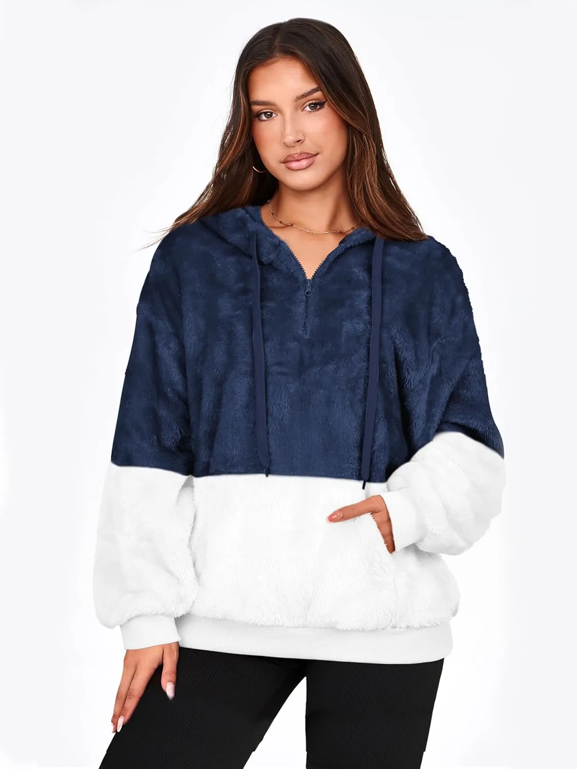 NIeyook Sherpa Fleece Hoodies for Women Fuzzy Oversized Zip up Hoodie with Pockets Casual Pullover Hooded Sweatshirt