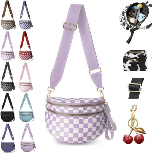Nuvore Crossbody Bag, 2025 New Nuvore ComfortBag for Women, Spacious Stylish Checkered Bum Bag with Shoulder Strap