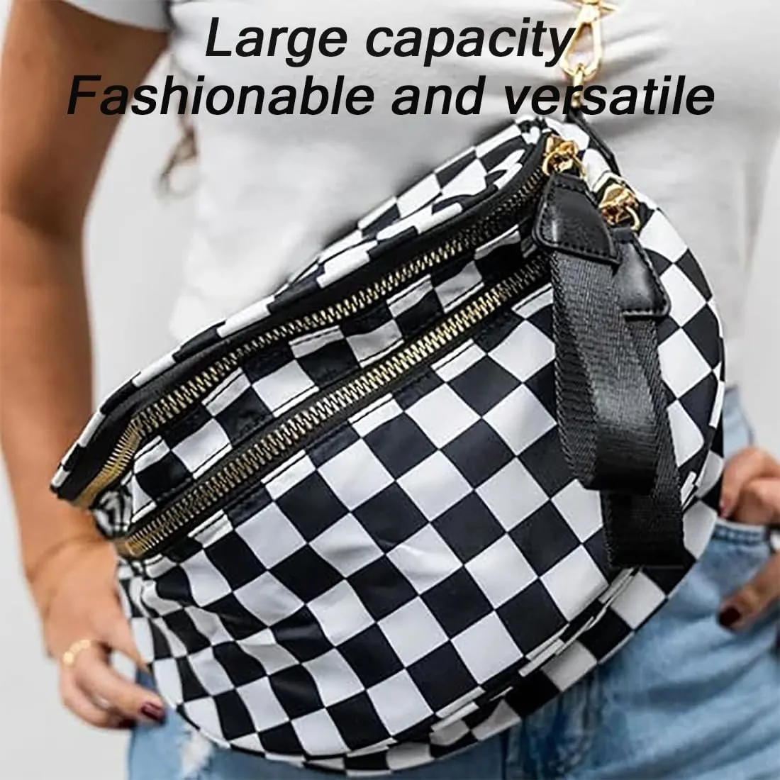 Nuvore Crossbody Bag, 2025 New Nuvore ComfortBag for Women, Spacious Stylish Checkered Bum Bag with Shoulder Strap