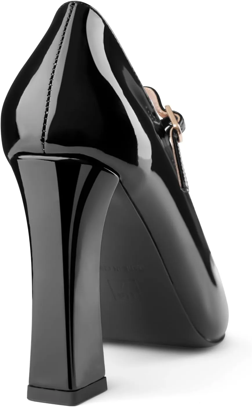 Oh Mispares Womens Pointed Toe Pumps Mary Jane Chunky Heel Closed Toe Heels Adjustable Strap Elegant Wedding Prom Office 4 Inch Dress Shoes