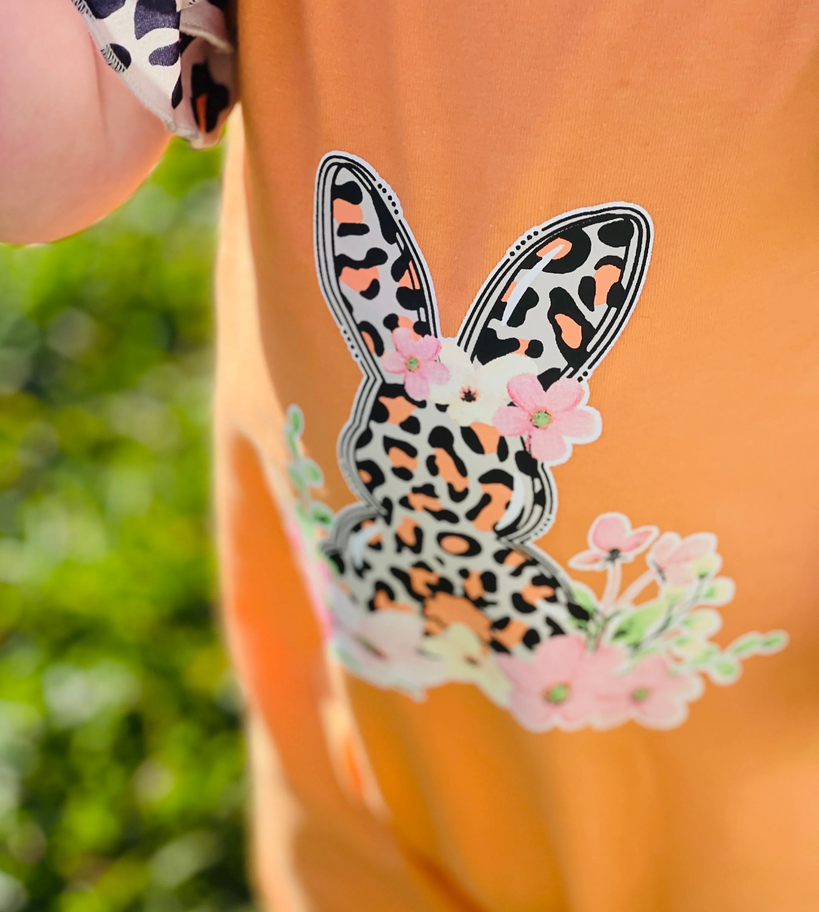 Orange & Leopard Easter Bunny Ruffled Infant Romper