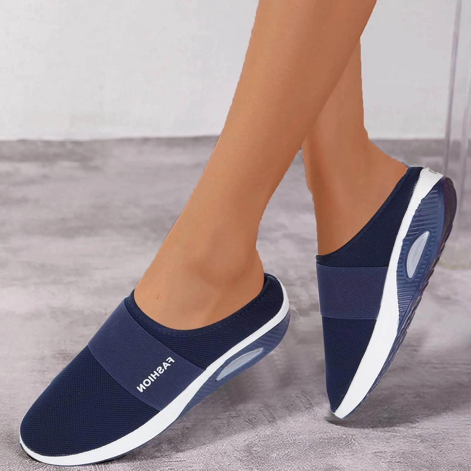 Orthopedic Mesh Mules for Women Backless Slip On Walking Sneakers Arch Support Air Cushion Slip on Casual Mens Shoes