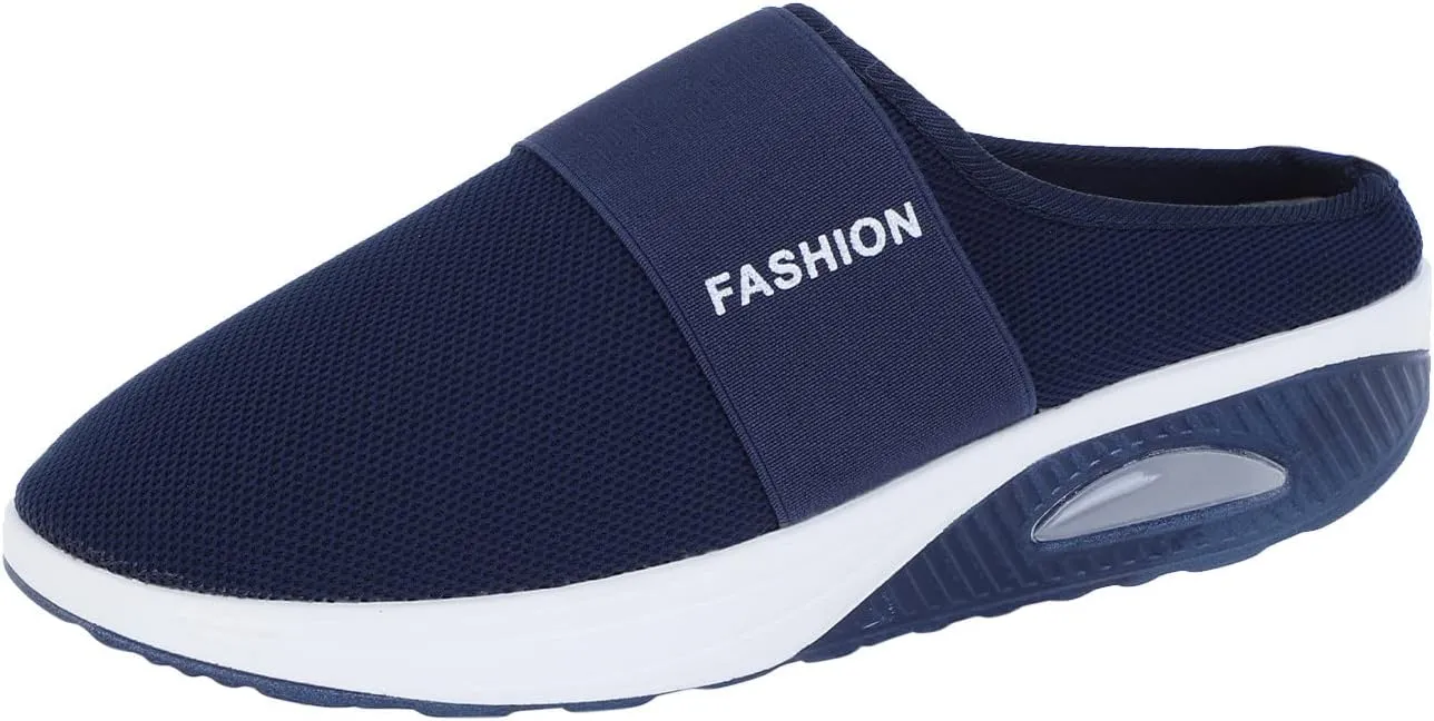 Orthopedic Mesh Mules for Women Backless Slip On Walking Sneakers Arch Support Air Cushion Slip on Casual Mens Shoes