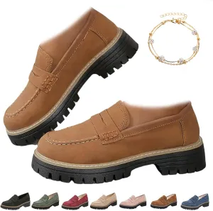 Orthoture Orthopedic Platform Loafers, Lug Sole Loafers for Women, Womens Round Toe Walking Shoe,Slip on Shoes
