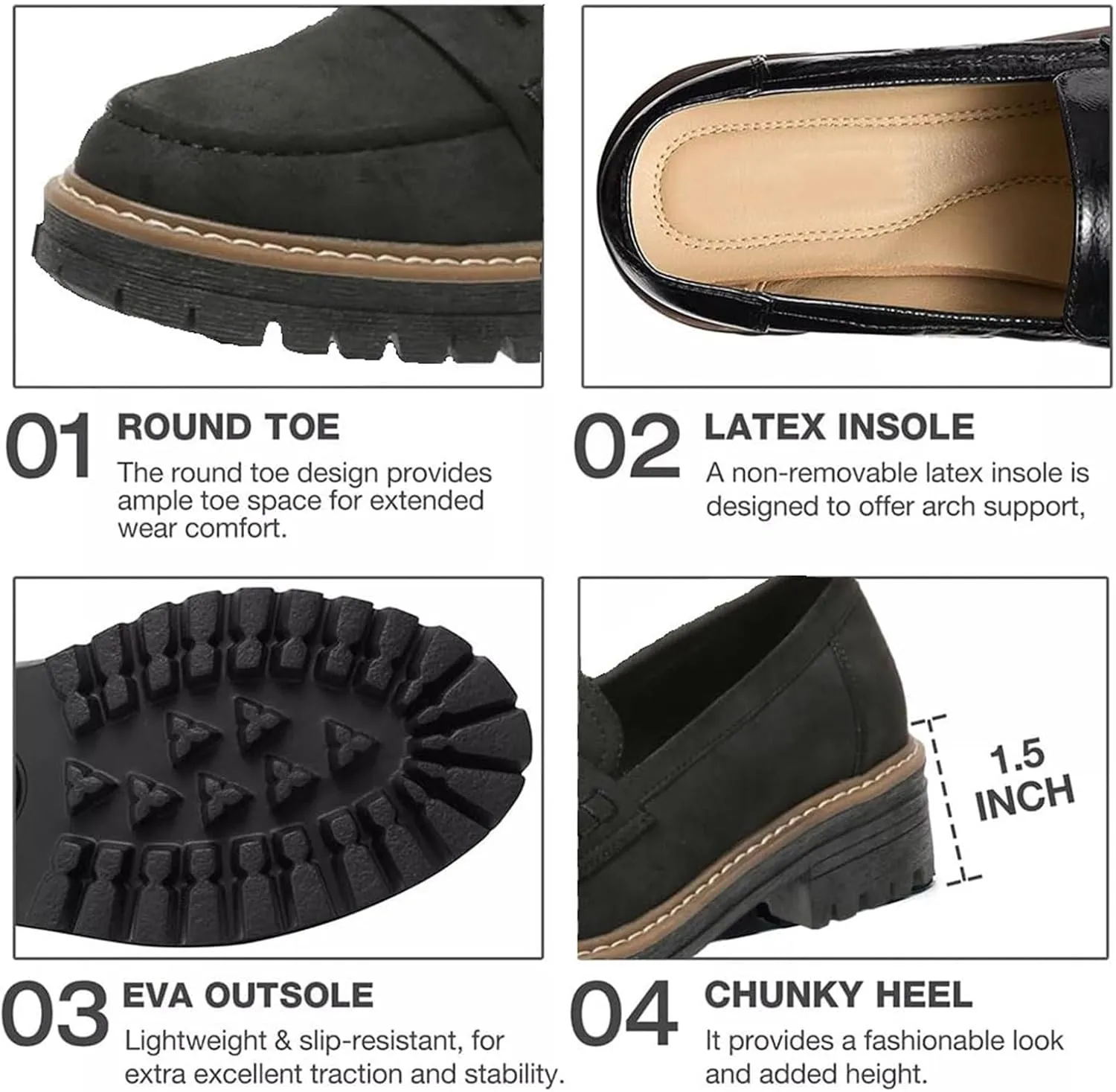 Orthoture-Orthopedic Platform Loafers, Orthoture Womens Shoes, Retro Lug Sole Slip On Loafers Casual Fashion Comfort(Brown,US 7.5)