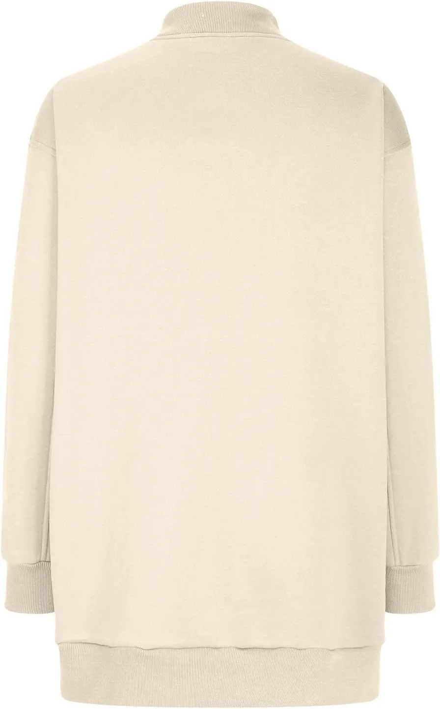 Oversized Fleece Sweatshirts For Women Trendy 2024 Long Sleeve v Neck Pullover Tops Casual Loose Solid Fall Clothes