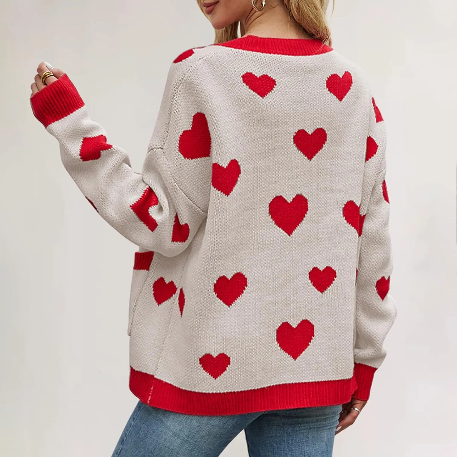 Oversized Sweaters for Women Plus Size Floral Print Long Sleeve Open Front Button Down V Neck Knitted Cardigan