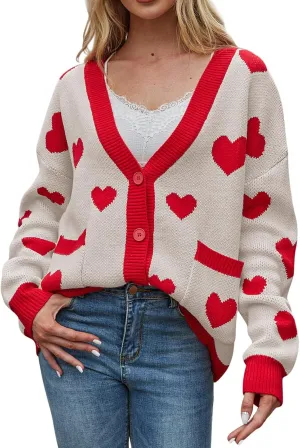 Oversized Sweaters for Women Plus Size Floral Print Long Sleeve Open Front Button Down V Neck Knitted Cardigan