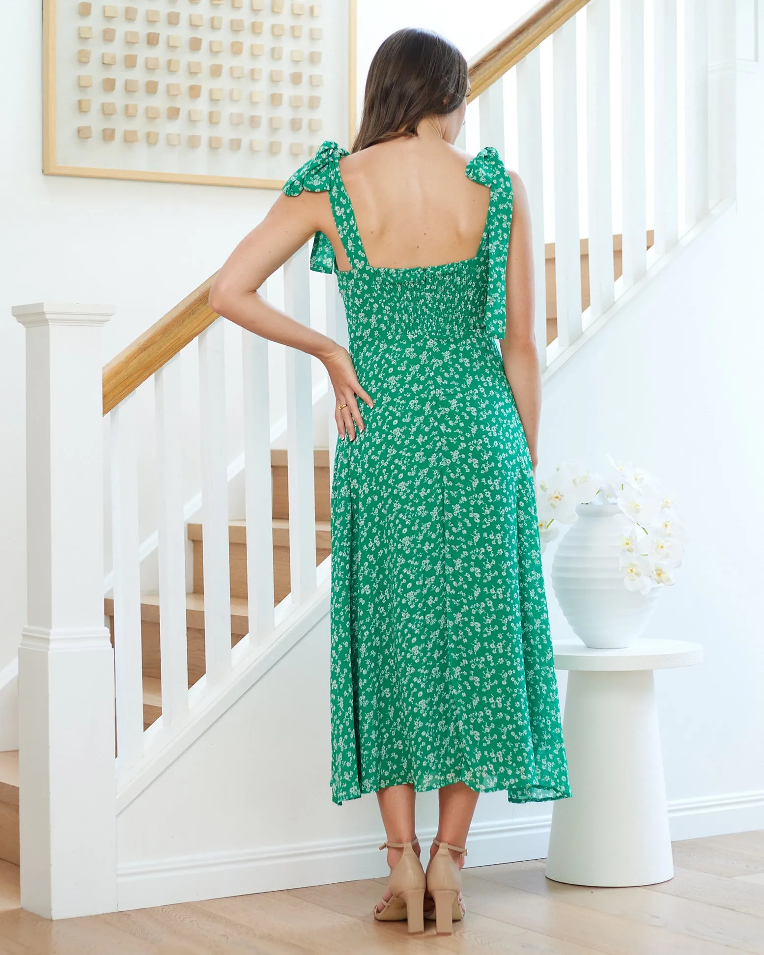 Paige Midi Dress - Green Floral