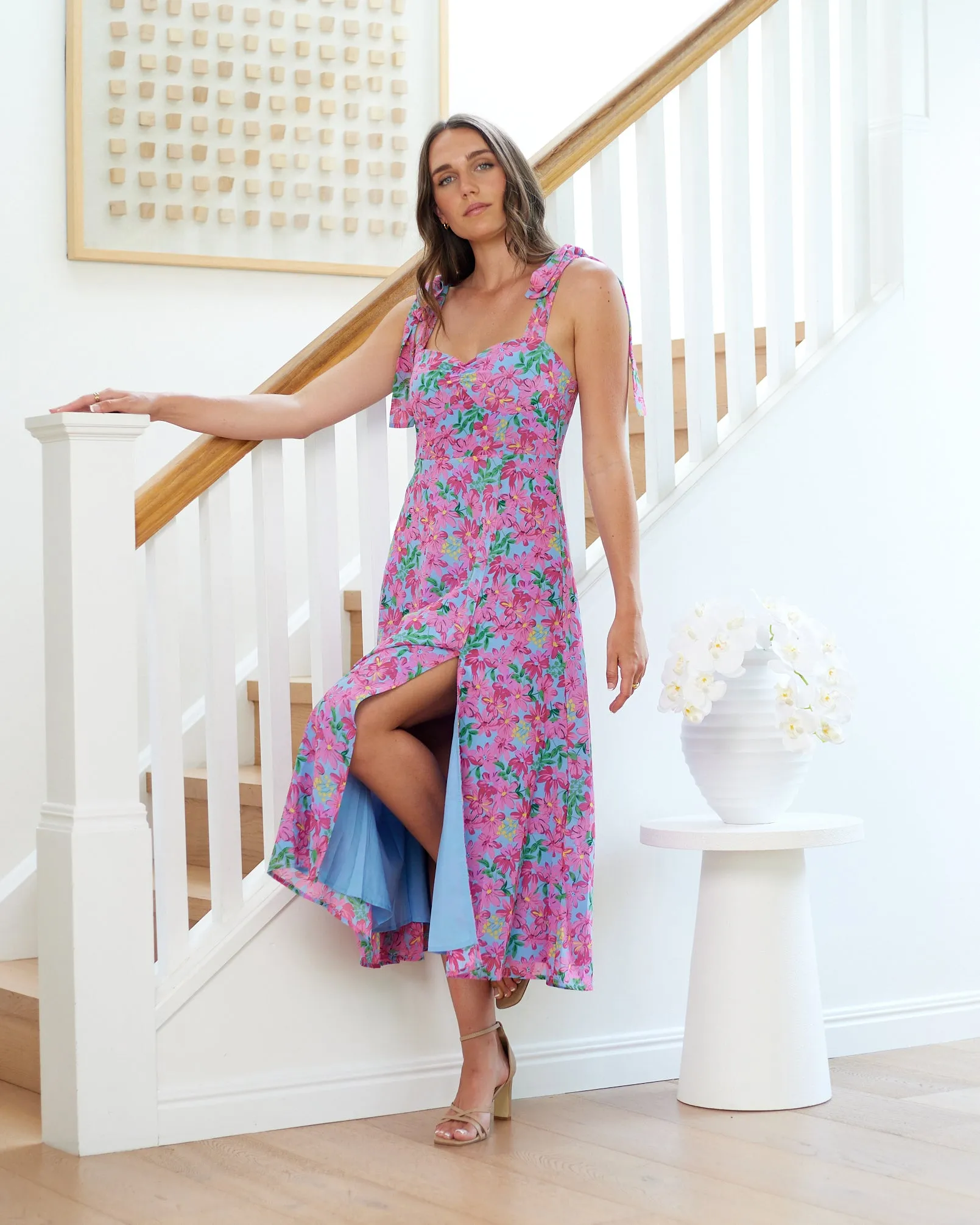 Paige Midi Dress - Pink Floral