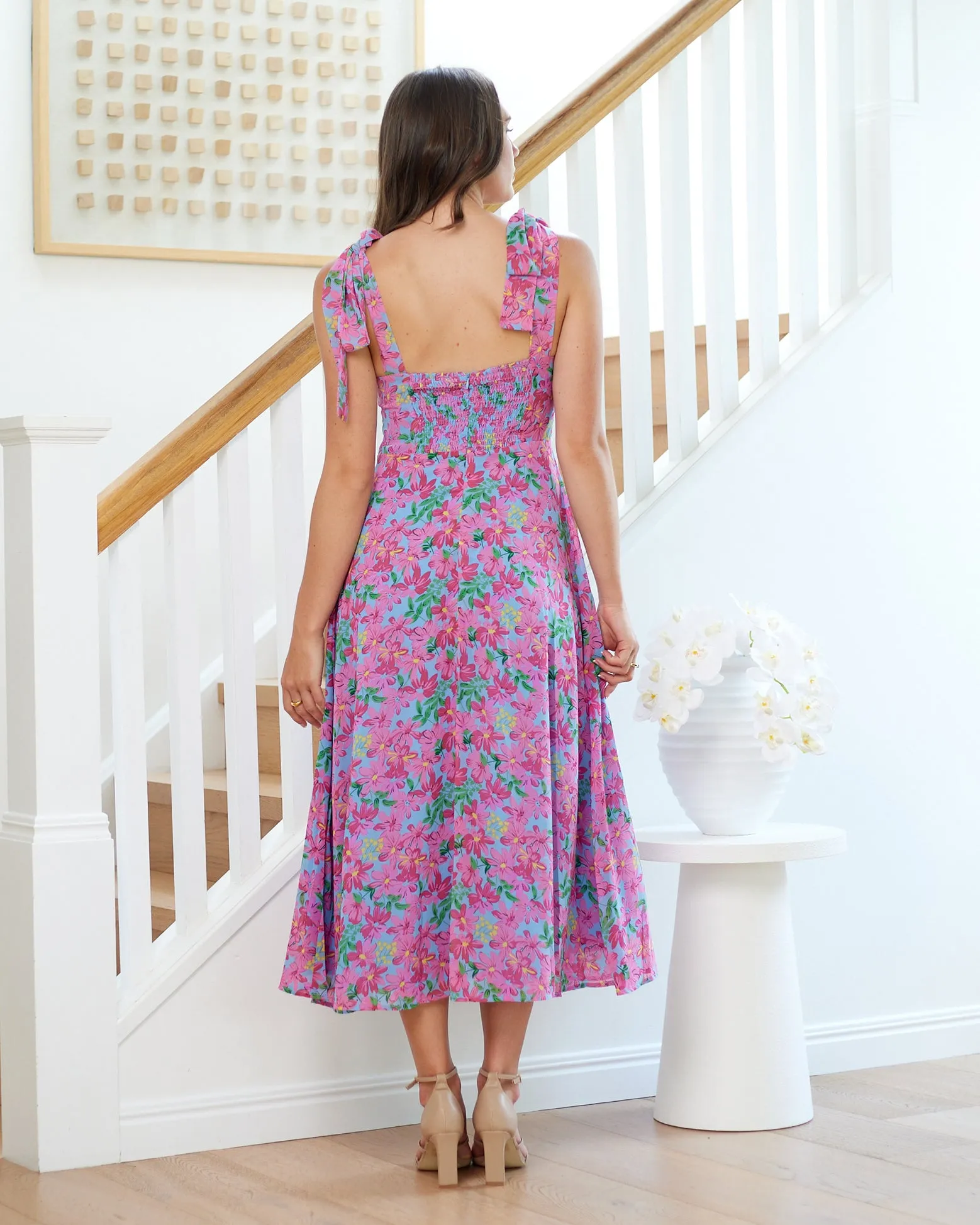 Paige Midi Dress - Pink Floral