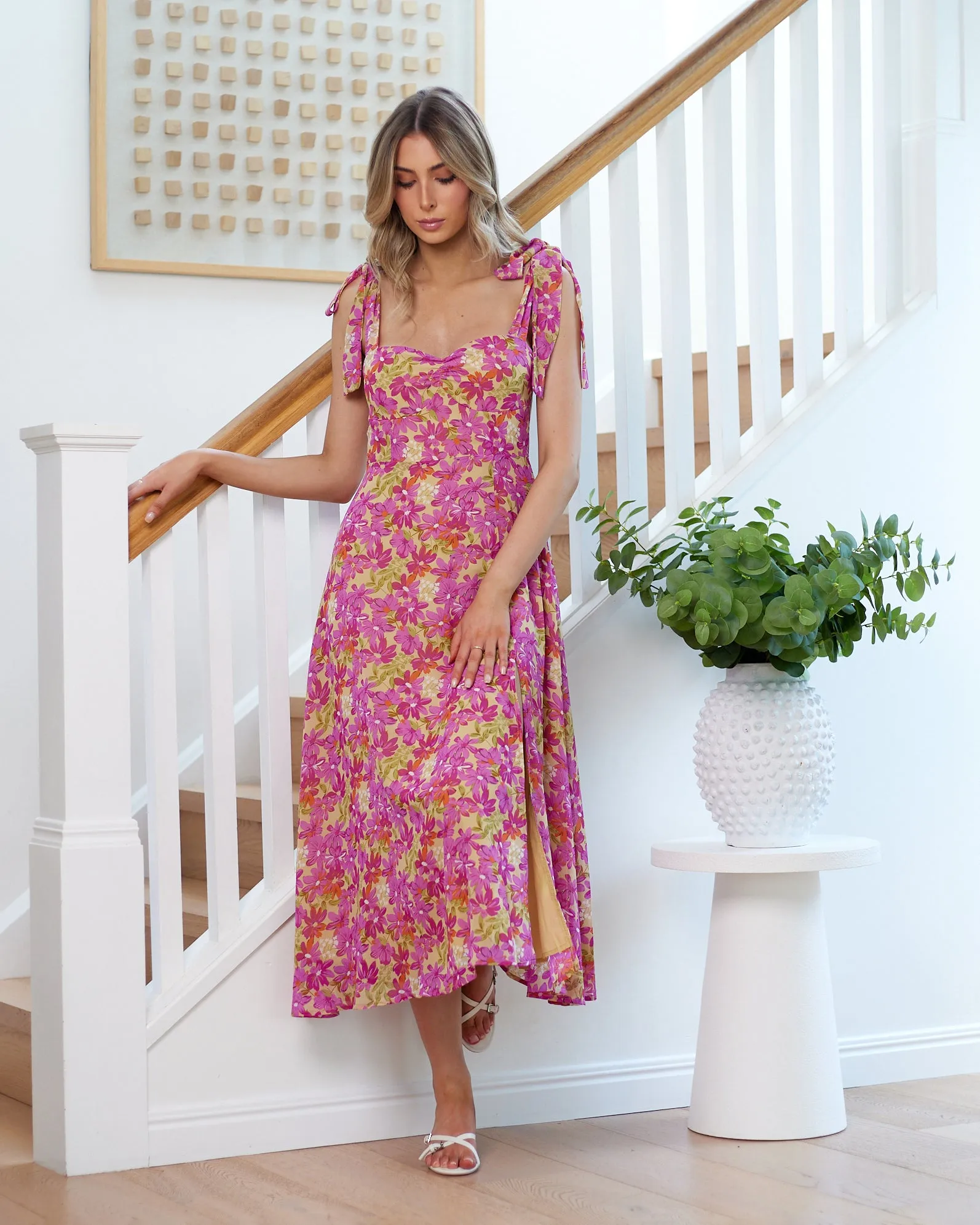 Paige Midi Dress - Purple Floral