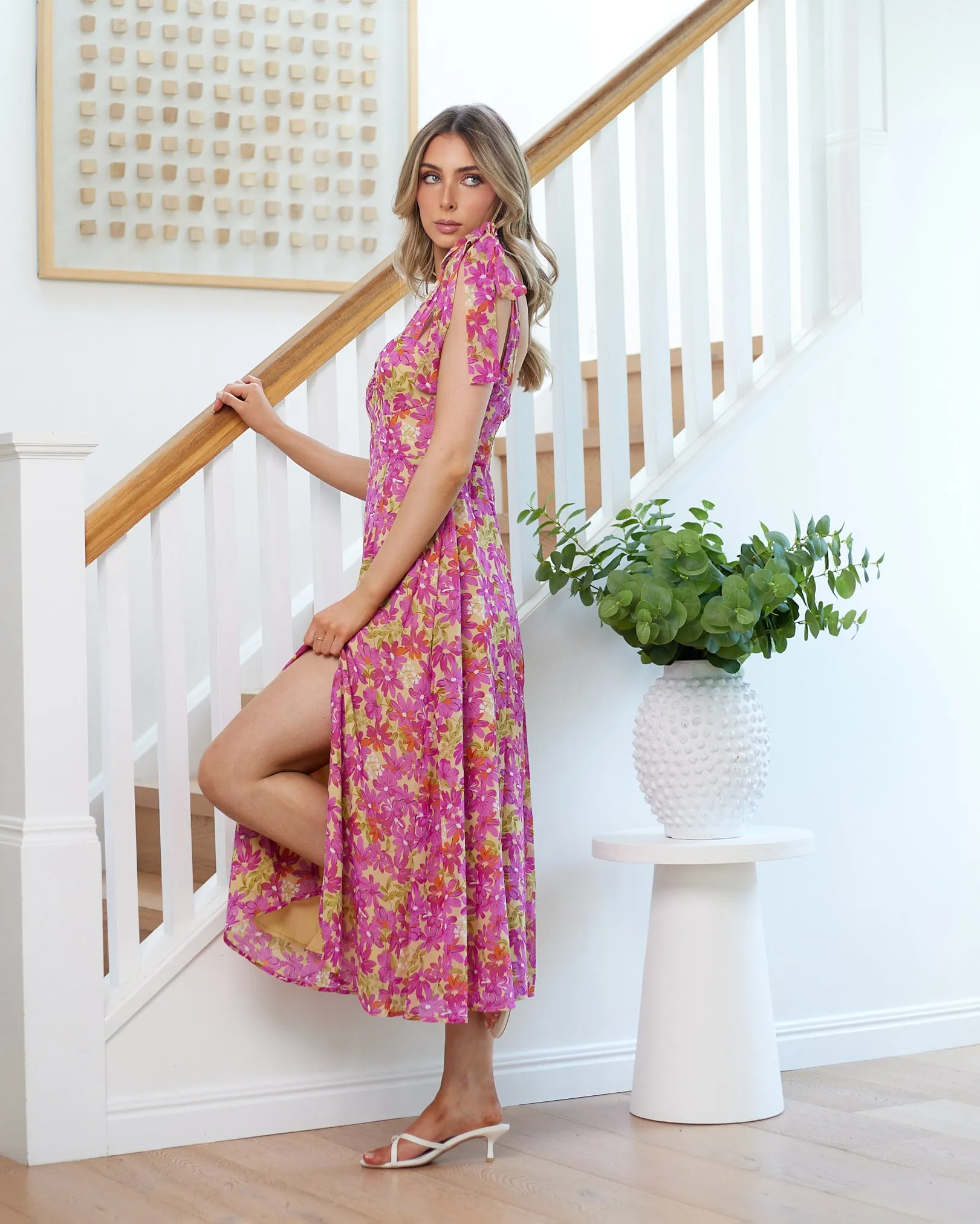 Paige Midi Dress - Purple Floral