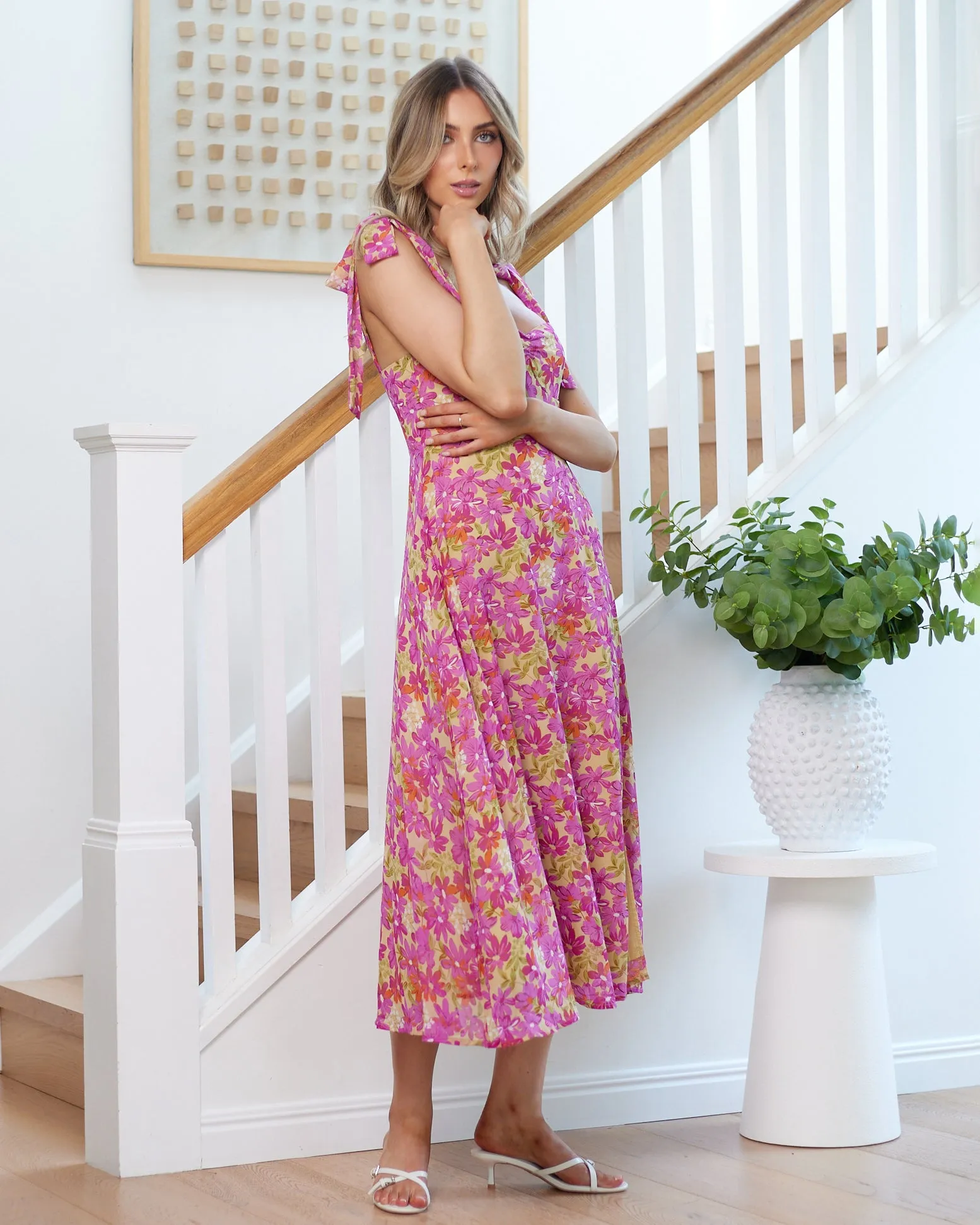 Paige Midi Dress - Purple Floral