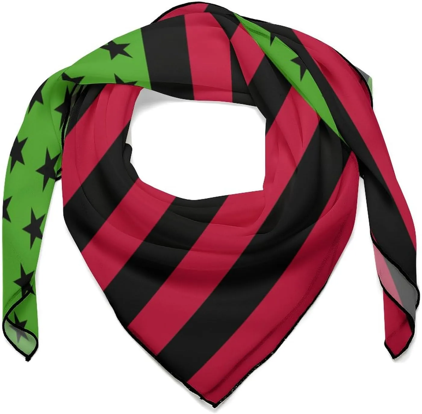 Pan African American Flag Silk Head Scarf Bandana Hair Wrap Neck Scarf Lightweight Shawl Wrap, 0ne size, 202404233