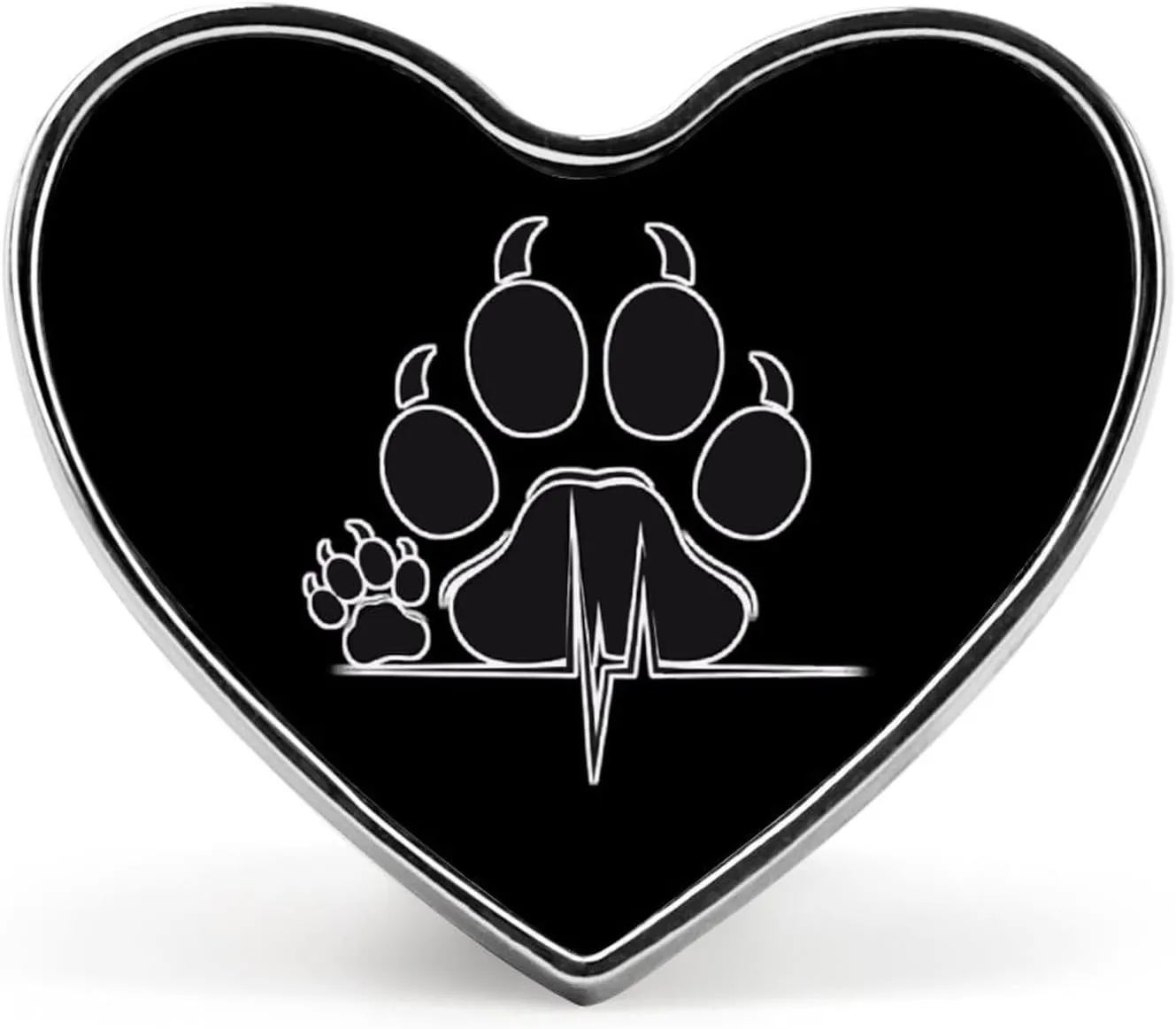 Paw Print Heartbeat Heart Pins Lapel Pins Enamel Brooches for Wedding Party Costume Accessory