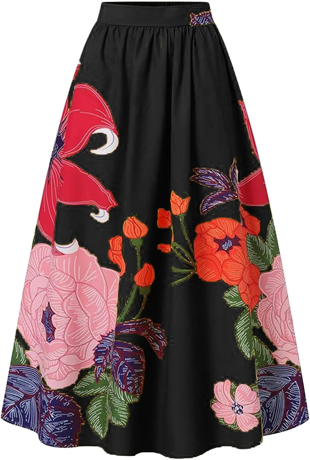Pencil Skirt for Women Tummy Control High Waist Maxi Skirt Casual Loose Flowy Boho Party Long Women's Skirts with Pocket