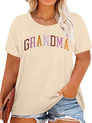 Plus Size Grandma Shirts for Women Grandma Tshirt Grandma Embroidered Shirt Casual Short Sleeve Tee Tops