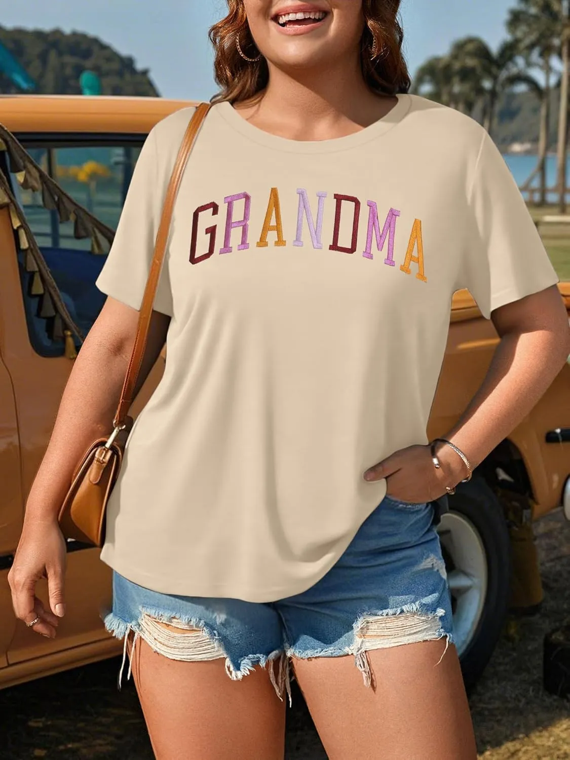 Plus Size Grandma Shirts for Women Grandma Tshirt Grandma Embroidered Shirt Casual Short Sleeve Tee Tops