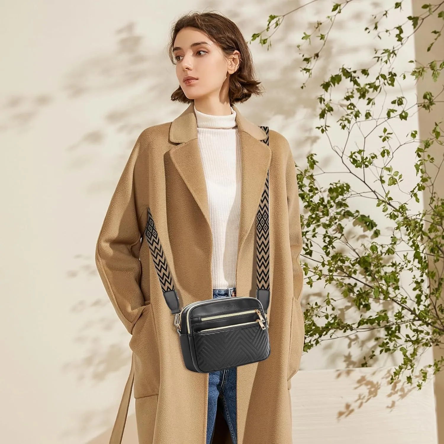 printe Small Crossbody Bags for Women, Vegan Leather Trendy Purses for Women, Travel Handbags with Adjustable Shoulder Strap
