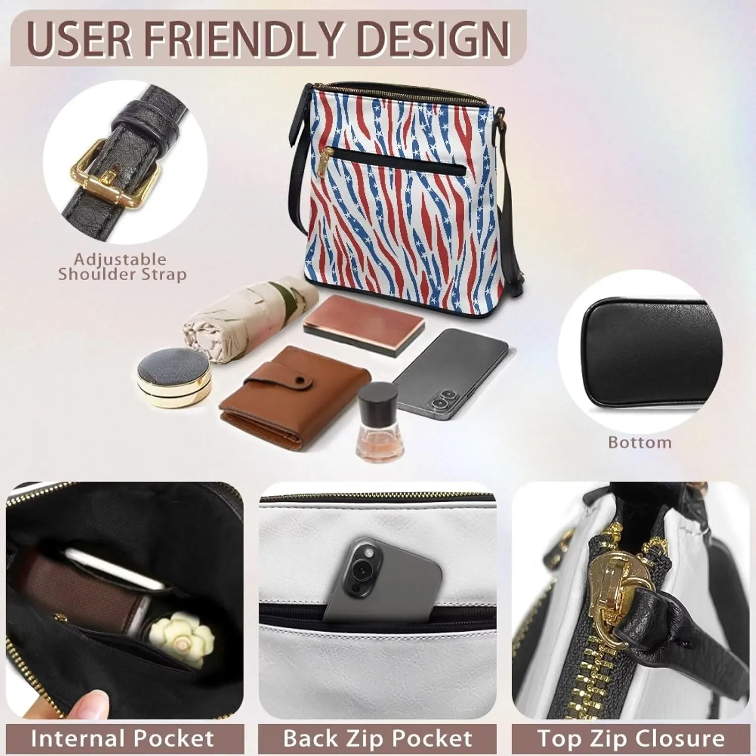 PU Shoulder Bag for Women Large Crossbody Handbag Messenger Bag with Shoulder Strap for Working Shopping