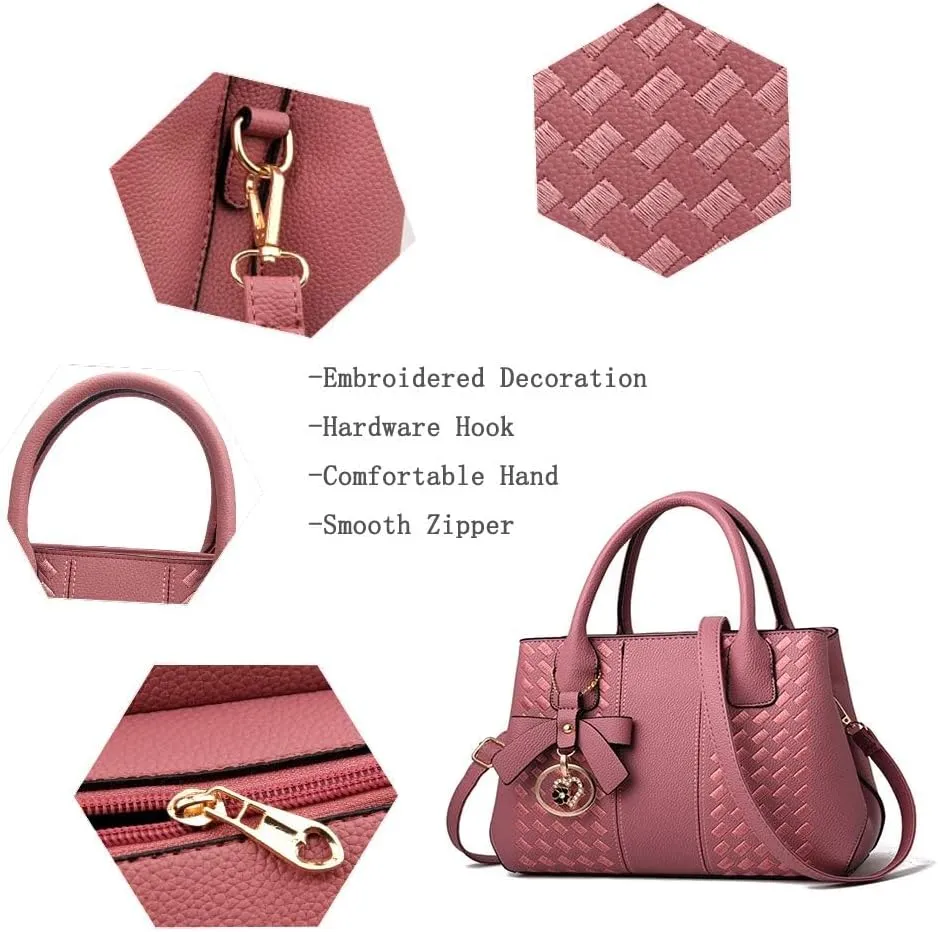 Purses And Handbags For Women Fashion Ladies Solid Color Pu Leather Top Handle Satchel Cross Body Shoulder Tote Bag
