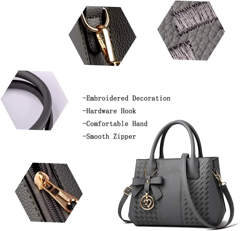Purses And Handbags For Women Fashion Ladies Solid Color Pu Leather Top Handle Satchel Cross Body Shoulder Tote Bag