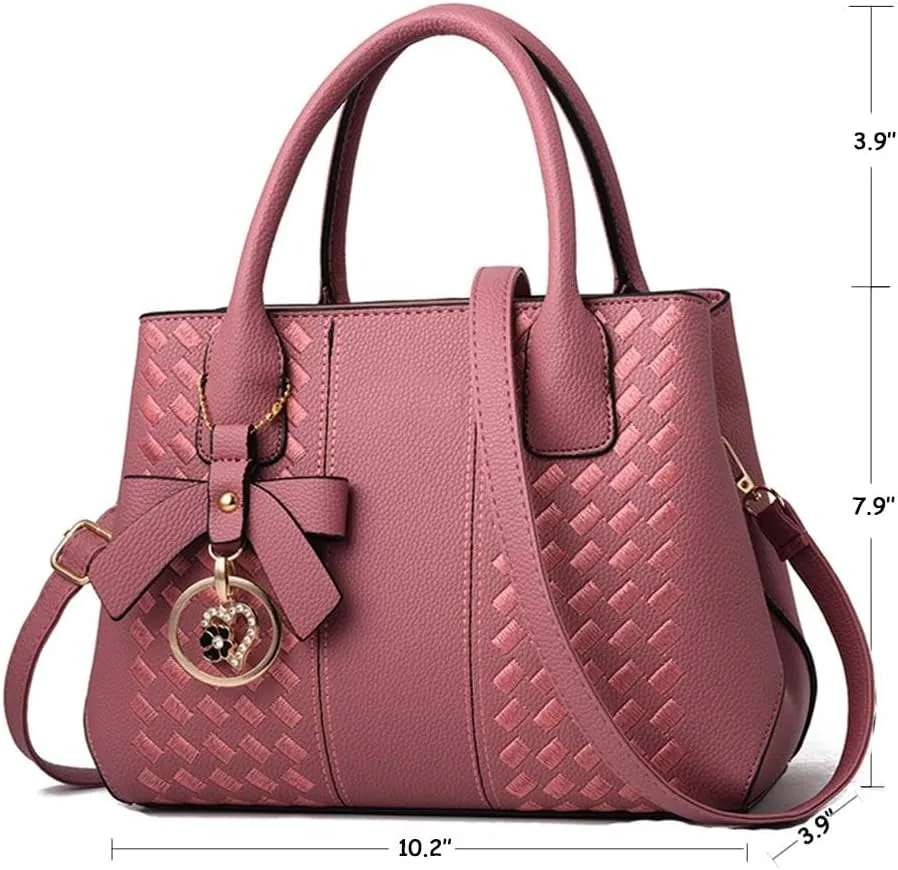 Purses And Handbags For Women Fashion Ladies Solid Color Pu Leather Top Handle Satchel Cross Body Shoulder Tote Bag
