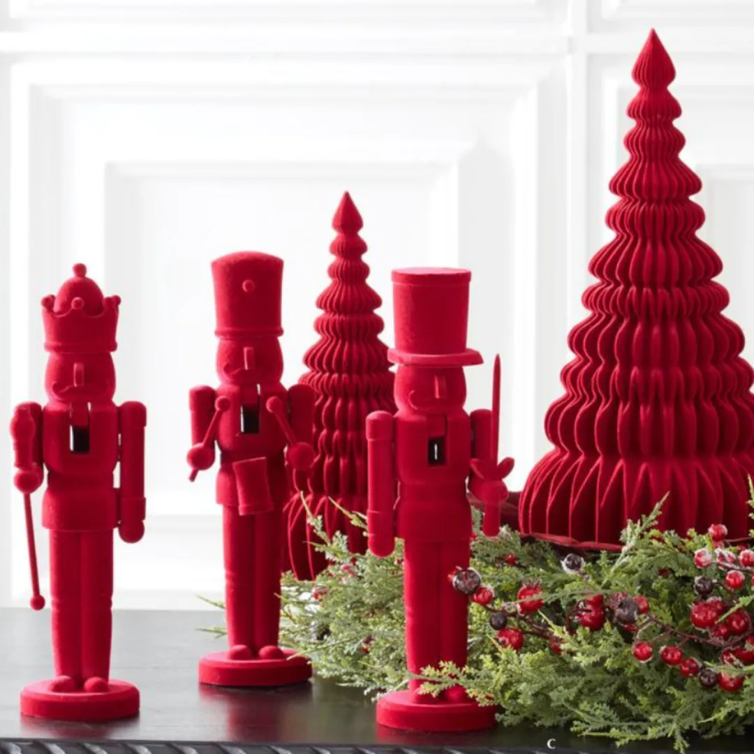 Red Velvet Wooden Nutcracker, 3 Styles