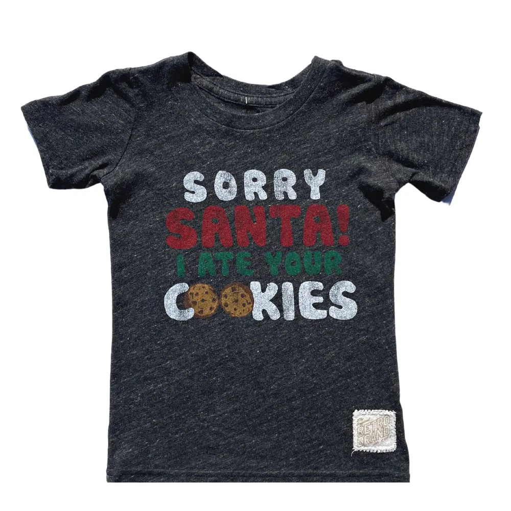 Retro Brand - Sorry Santa, I Ate Your Cookies SLIM Tee in Charcoal