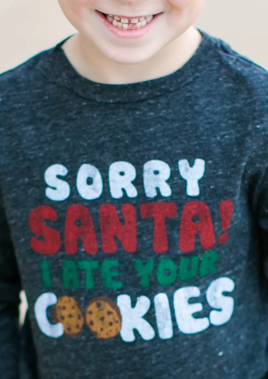 Retro Brand - Sorry Santa, I Ate Your Cookies SLIM Tee in Charcoal