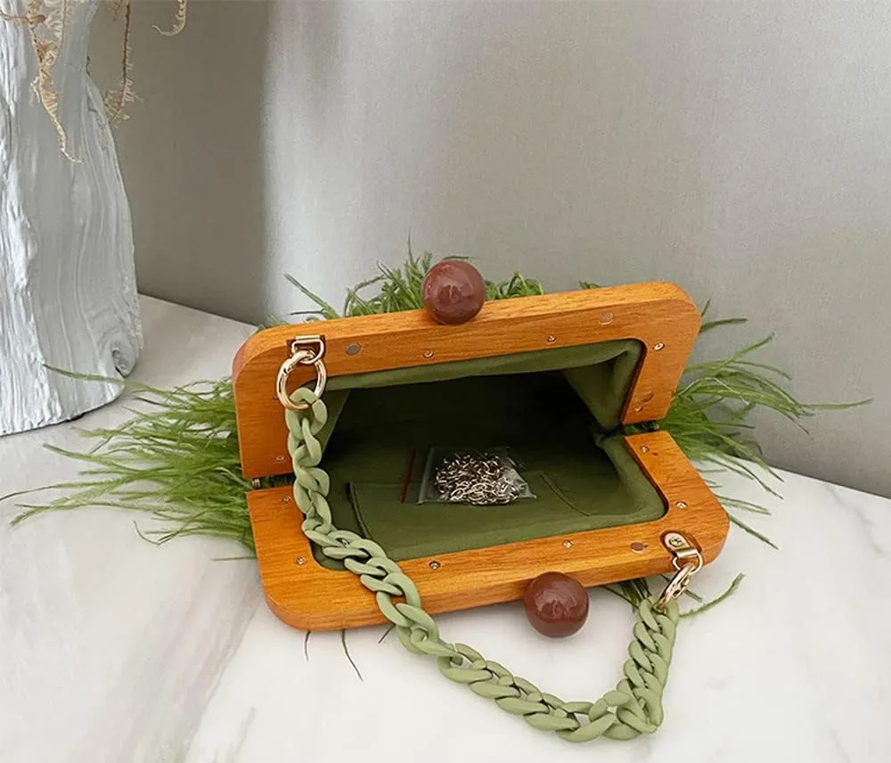 Retro Ostrich Feather Women's Evening Handbags Shell Tassel Party Clutch Purses Tote Bags for Women Party Banquet Prom Green