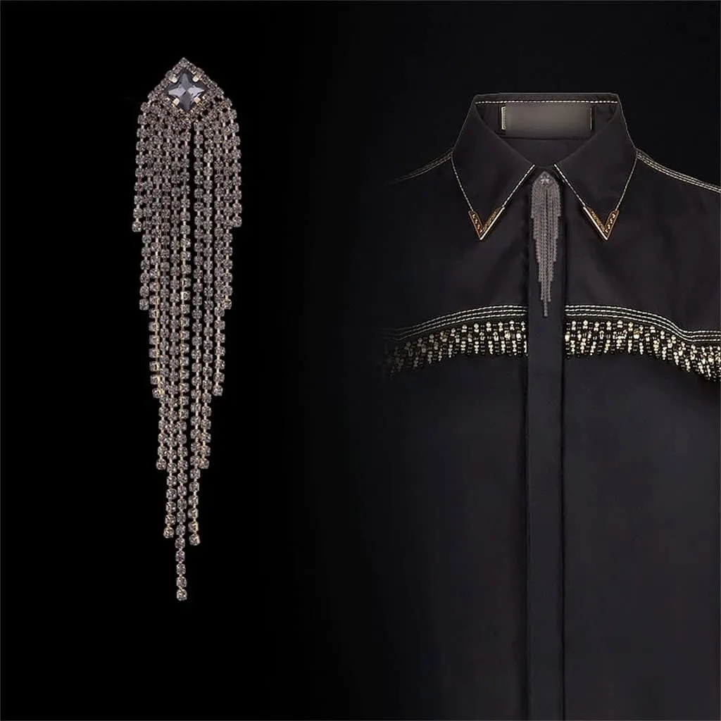 Rhinestone Brooch Pin Tassel Lapel Pins and Brooches Shirt Corsage Jewelry Gifts for Women