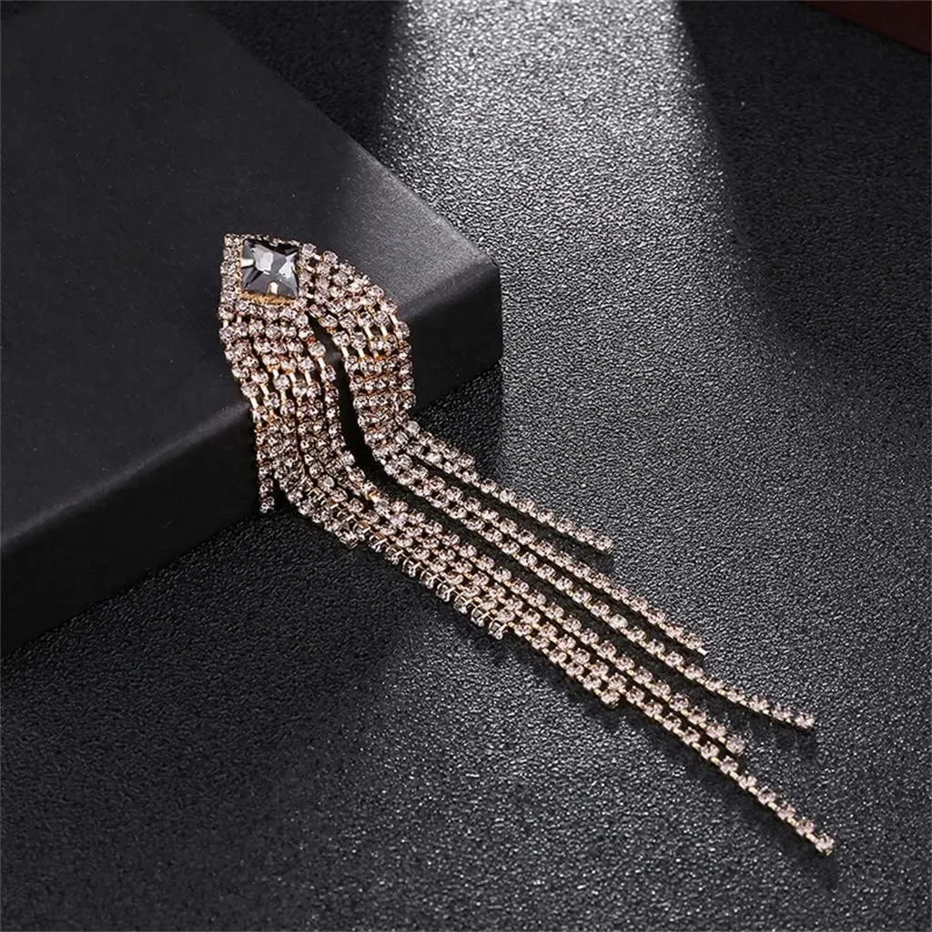 Rhinestone Brooch Pin Tassel Lapel Pins and Brooches Shirt Corsage Jewelry Gifts for Women